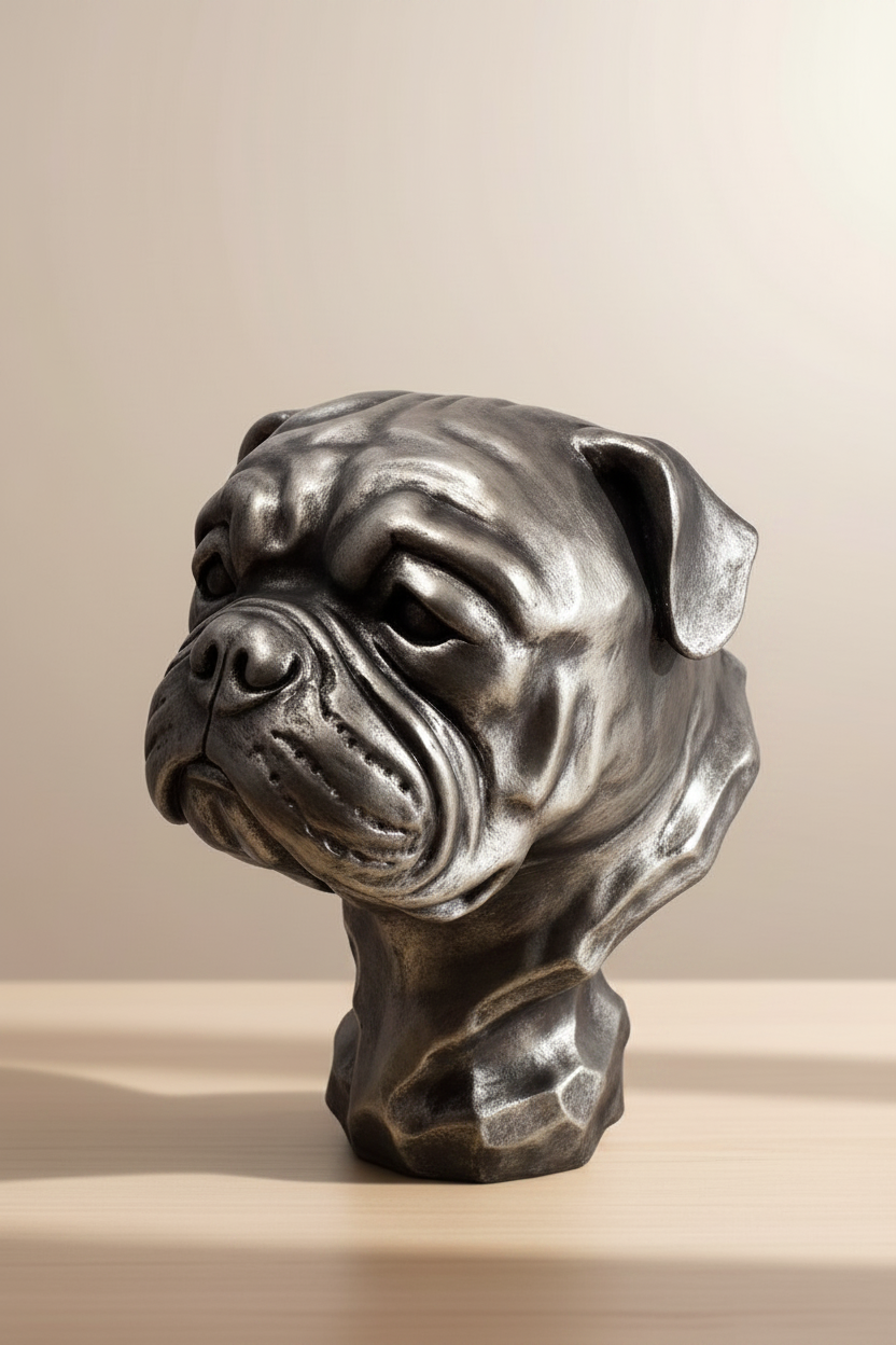 Large American Bulldog Bust Sculpture
