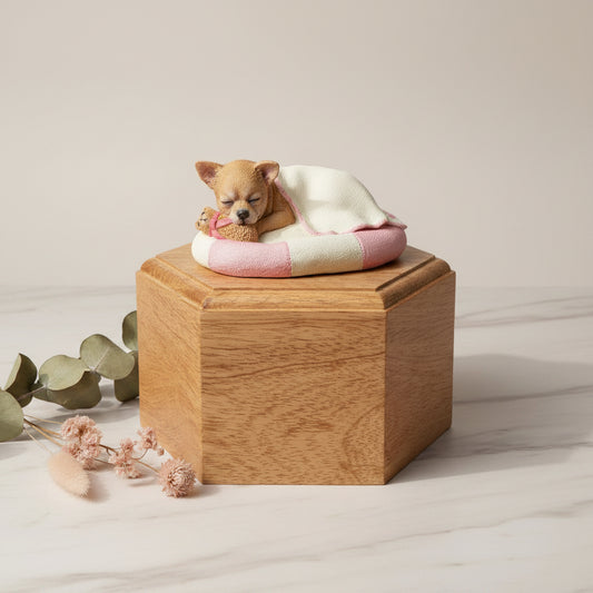 smooth red chihuahua sculpture urn